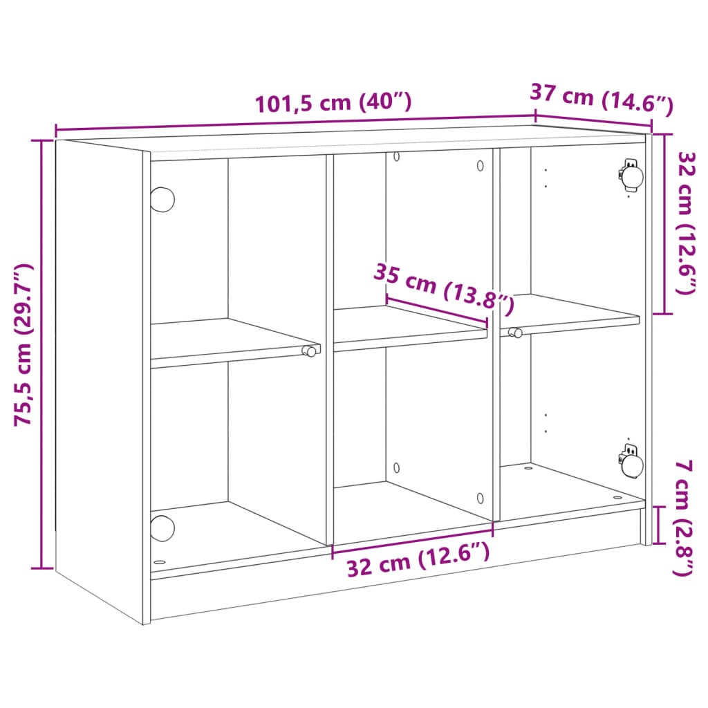 Dressoir 102x37x75,5 cm bewerkt hout wit - AllerleiShop