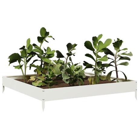 Plantenbak verhoogd 100x100x18,5 cm staal wit - AllerleiShop