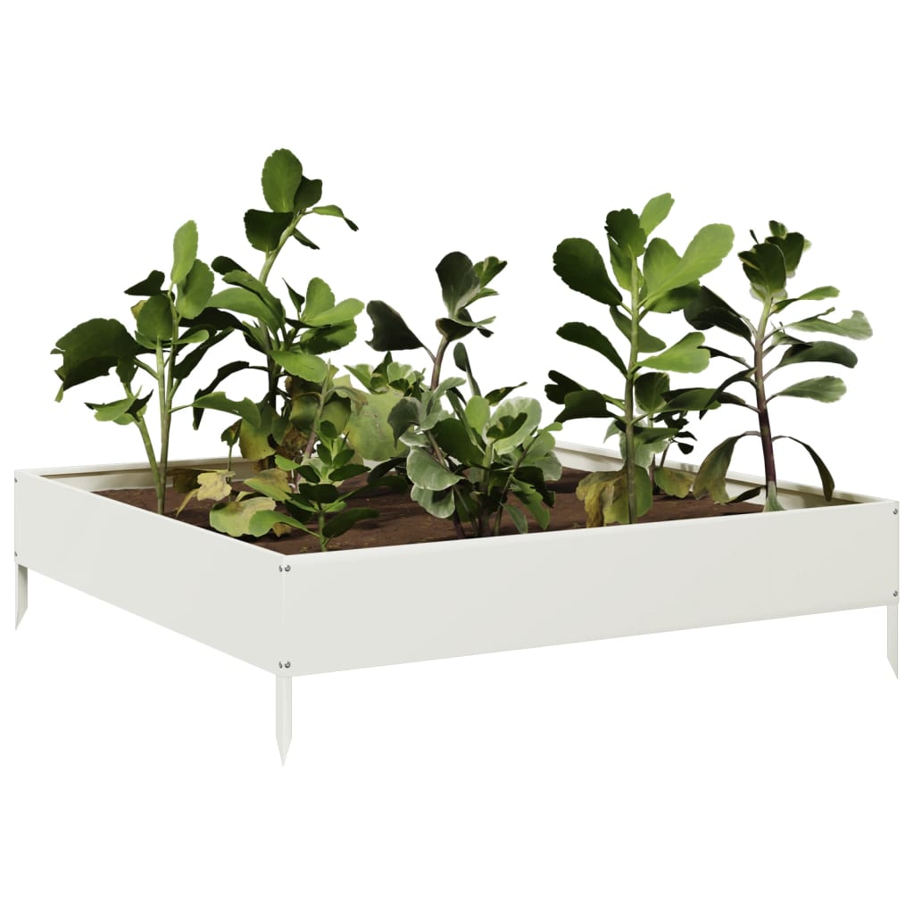 Plantenbak verhoogd 100x100x26 cm staal wit - AllerleiShop