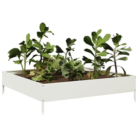 Plantenbak verhoogd 100x100x26 cm staal wit - AllerleiShop