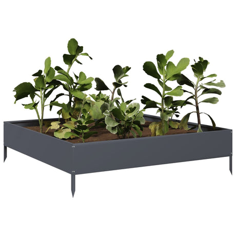 Plantenbak verhoogd 100x100x26 cm staal antracietkleurig - AllerleiShop