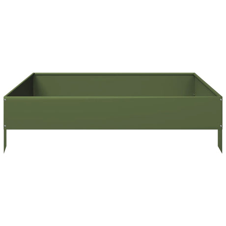 Plantenbak verhoogd 100x100x26 cm staal olijfgroen - AllerleiShop