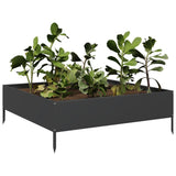 Plantenbak verhoogd 100x100x33,5 cm staal zwart - AllerleiShop