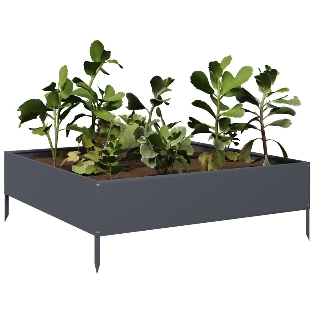 Plantenbak verhoogd 100x100x33,5 cm staal antracietkleurig - AllerleiShop