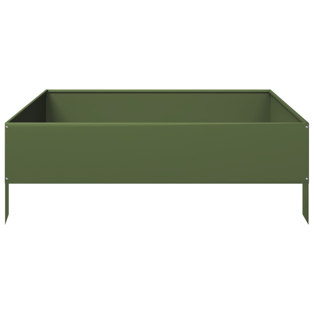 Plantenbak verhoogd 100x100x33,5 cm staal olijfgroen - AllerleiShop