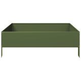 Plantenbak verhoogd 100x100x33,5 cm staal olijfgroen - AllerleiShop