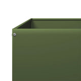 Plantenbak verhoogd 100x100x33,5 cm staal olijfgroen - AllerleiShop