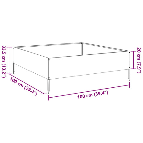 Plantenbak verhoogd 100x100x33,5 cm roestvrijstaal - AllerleiShop