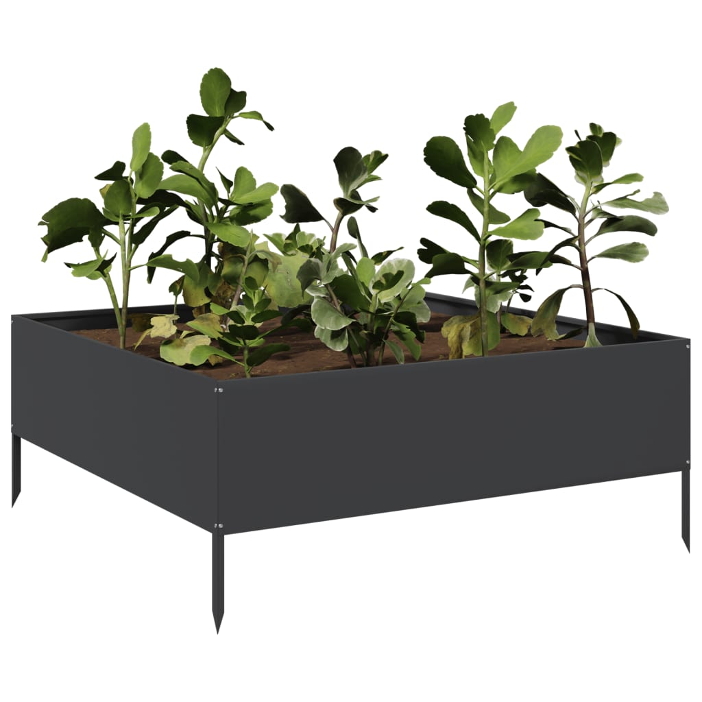 Plantenbak verhoogd 100x100x25 cm staal zwart - AllerleiShop