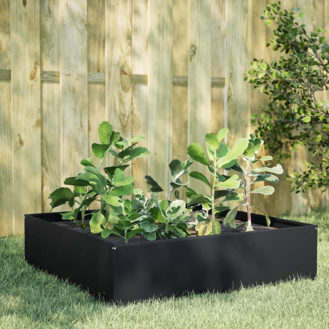 Plantenbak verhoogd 100x100x25 cm staal zwart - AllerleiShop