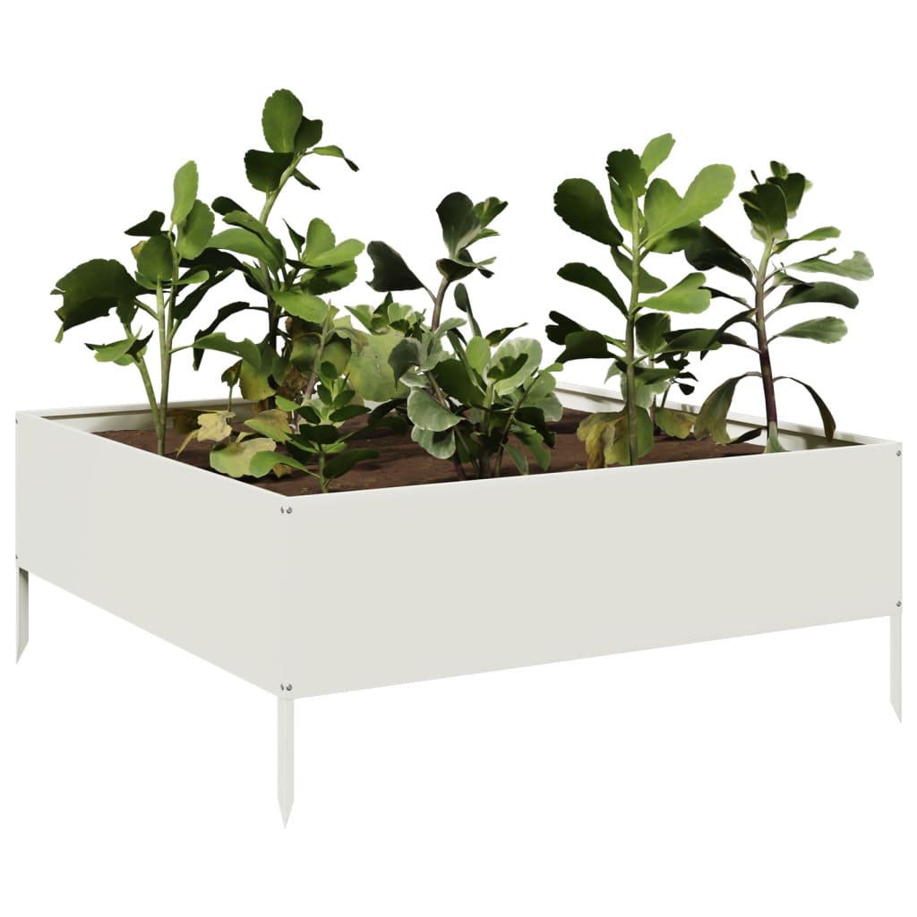 Plantenbak verhoogd 100x100x25 cm staal wit - AllerleiShop