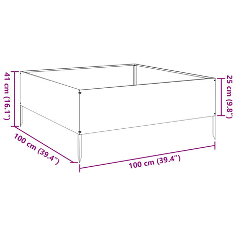 Plantenbak verhoogd 100x100x25 cm staal wit - AllerleiShop