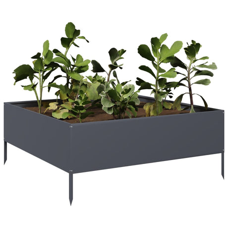 Plantenbak verhoogd 100x100x25 cm staal antracietkleurig - AllerleiShop