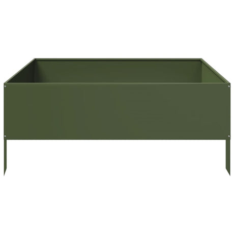 Plantenbak verhoogd 100x100x25 cm staal olijfgroen - AllerleiShop