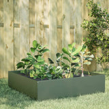 Plantenbak verhoogd 100x100x25 cm staal olijfgroen - AllerleiShop