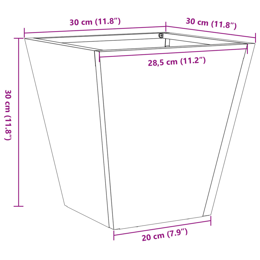 Plantenbak 30x30x30 cm staal zwart - AllerleiShop