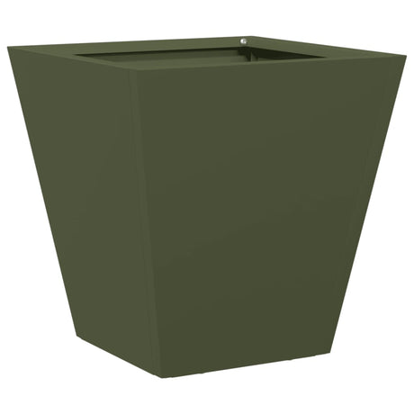 Plantenbakken 2 st 30x30x30 cm staal olijfgroen - AllerleiShop