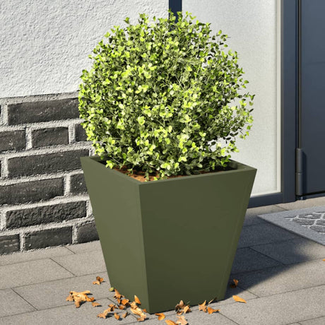 Plantenbakken 2 st 30x30x30 cm staal olijfgroen - AllerleiShop