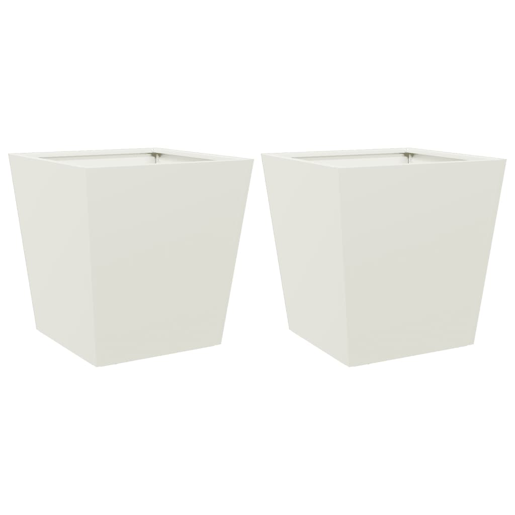 Plantenbakken 2 st 40x40x40 cm staal wit - AllerleiShop