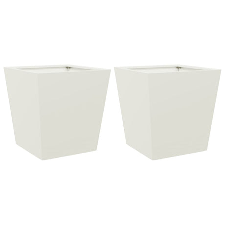 Plantenbakken 2 st 40x40x40 cm staal wit - AllerleiShop