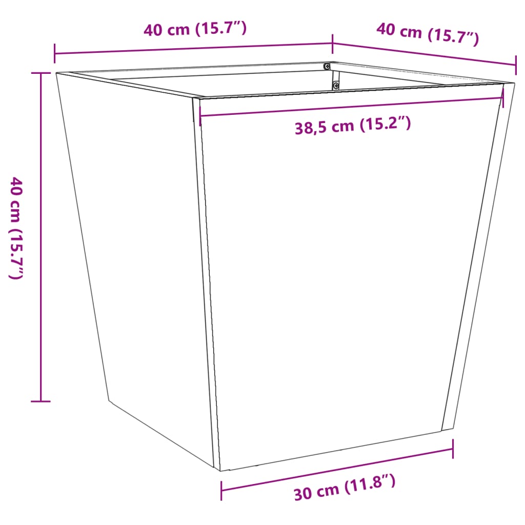 Plantenbak 40x40x40 cm staal antracietkleurig - AllerleiShop