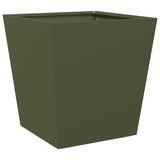 Plantenbakken 2 st 40x40x40 cm staal olijfgroen - AllerleiShop