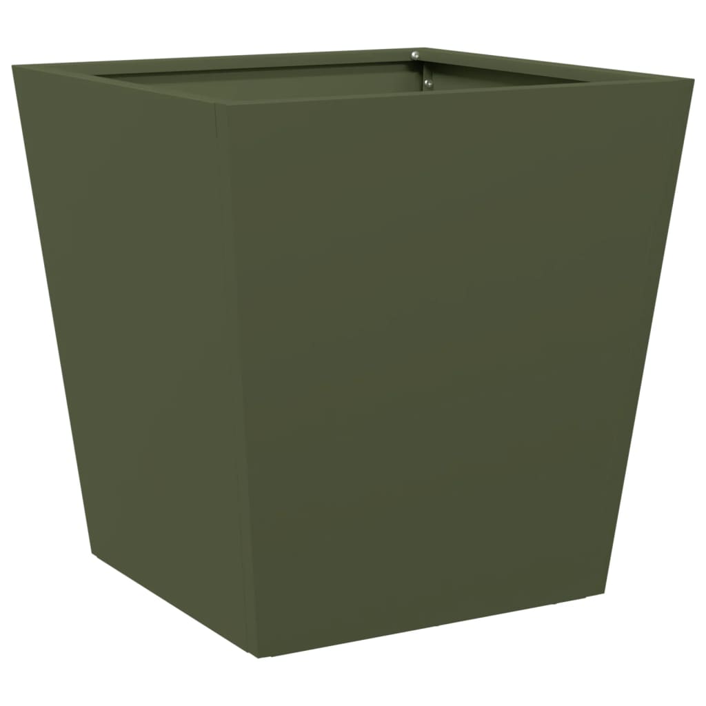 Plantenbakken 2 st 40x40x40 cm staal olijfgroen - AllerleiShop