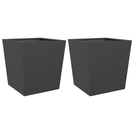 Plantenbakken 2 st 50x50x50 cm staal zwart - AllerleiShop