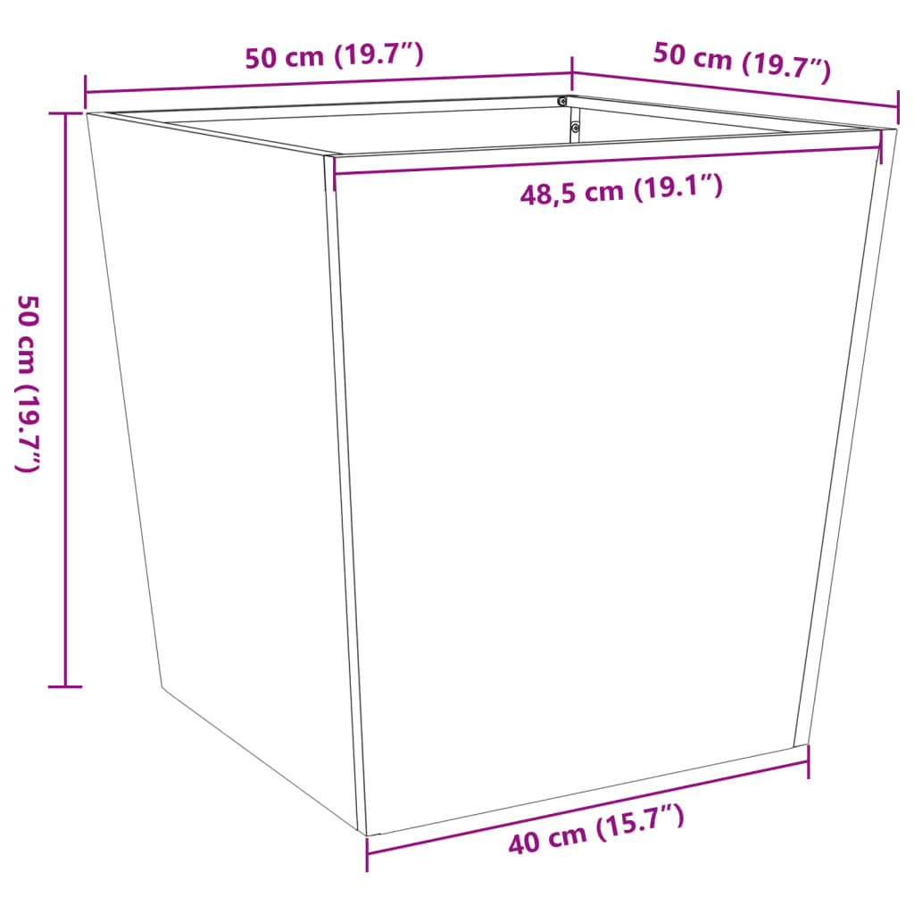 Plantenbak 50x50x50 cm staal wit - AllerleiShop