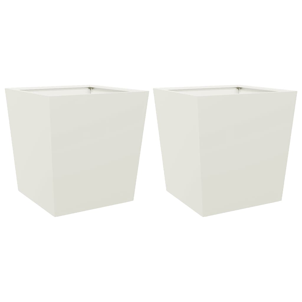 Plantenbakken 2 st 50x50x50 cm staal wit - AllerleiShop