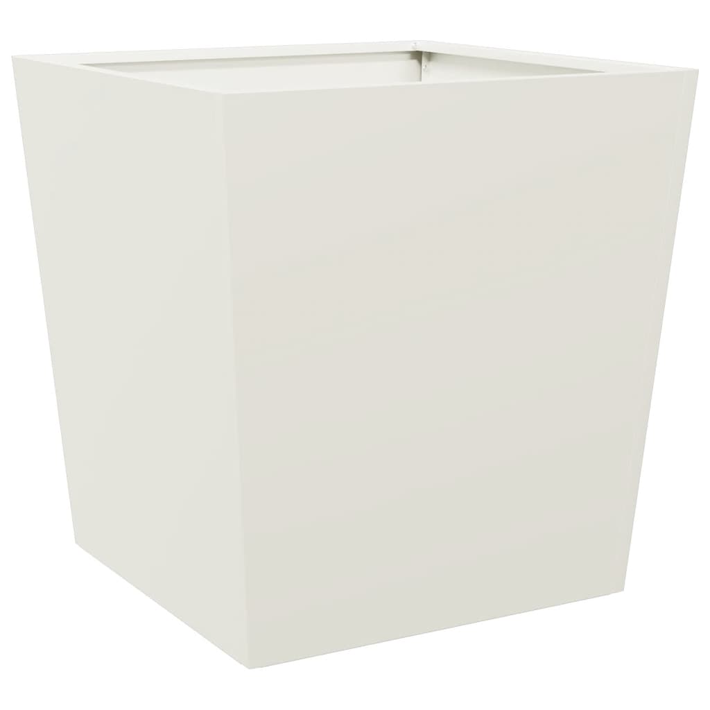 Plantenbakken 2 st 50x50x50 cm staal wit - AllerleiShop