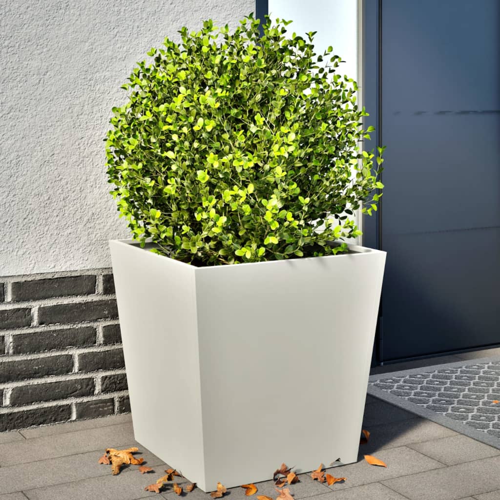 Plantenbakken 2 st 50x50x50 cm staal wit - AllerleiShop