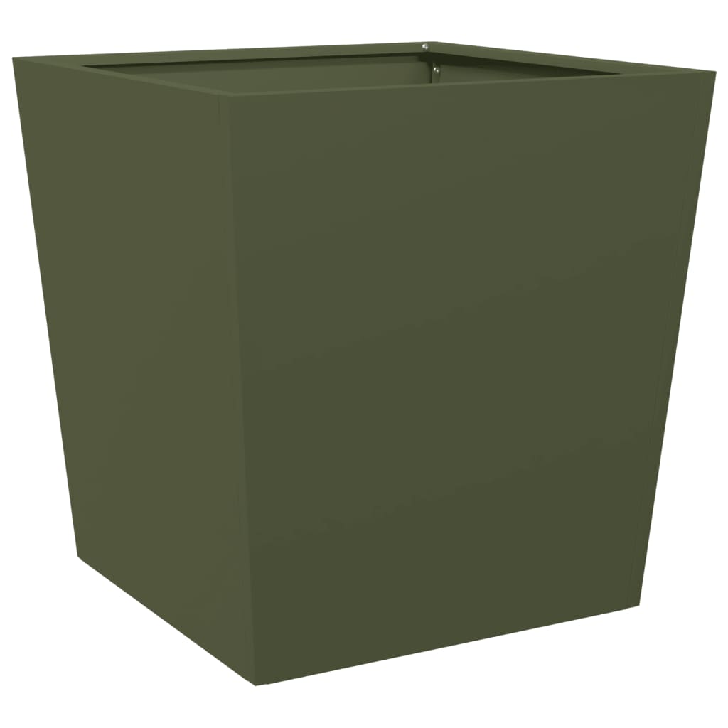 Plantenbakken 2 st 50x50x50 cm staal olijfgroen - AllerleiShop