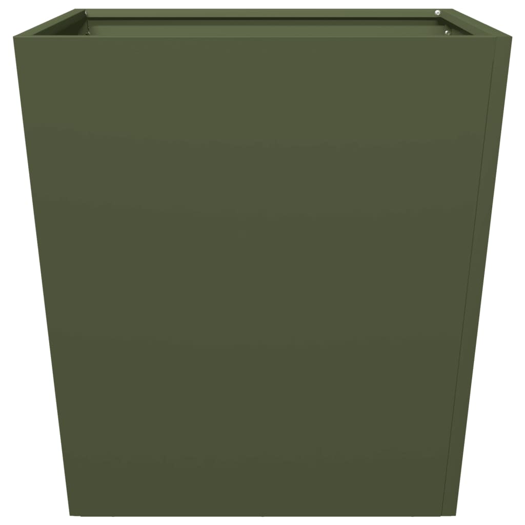 Plantenbakken 2 st 50x50x50 cm staal olijfgroen - AllerleiShop