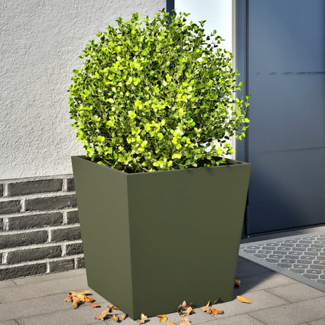 Plantenbakken 2 st 50x50x50 cm staal olijfgroen - AllerleiShop