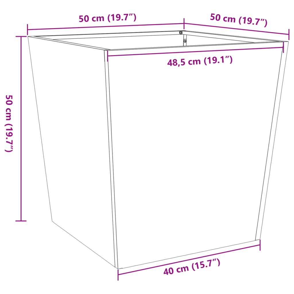 Plantenbak 50x50x50 cm roestvrij staal - AllerleiShop