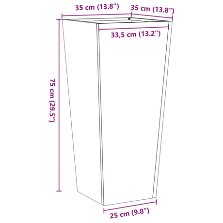 Plantenbak 35x35x75 cm staal zwart - AllerleiShop