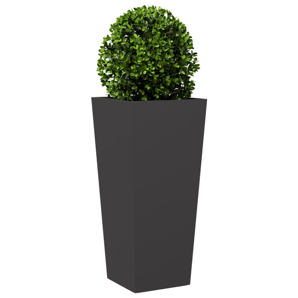 Plantenbakken 2 st 35x35x75 cm staal zwart - AllerleiShop