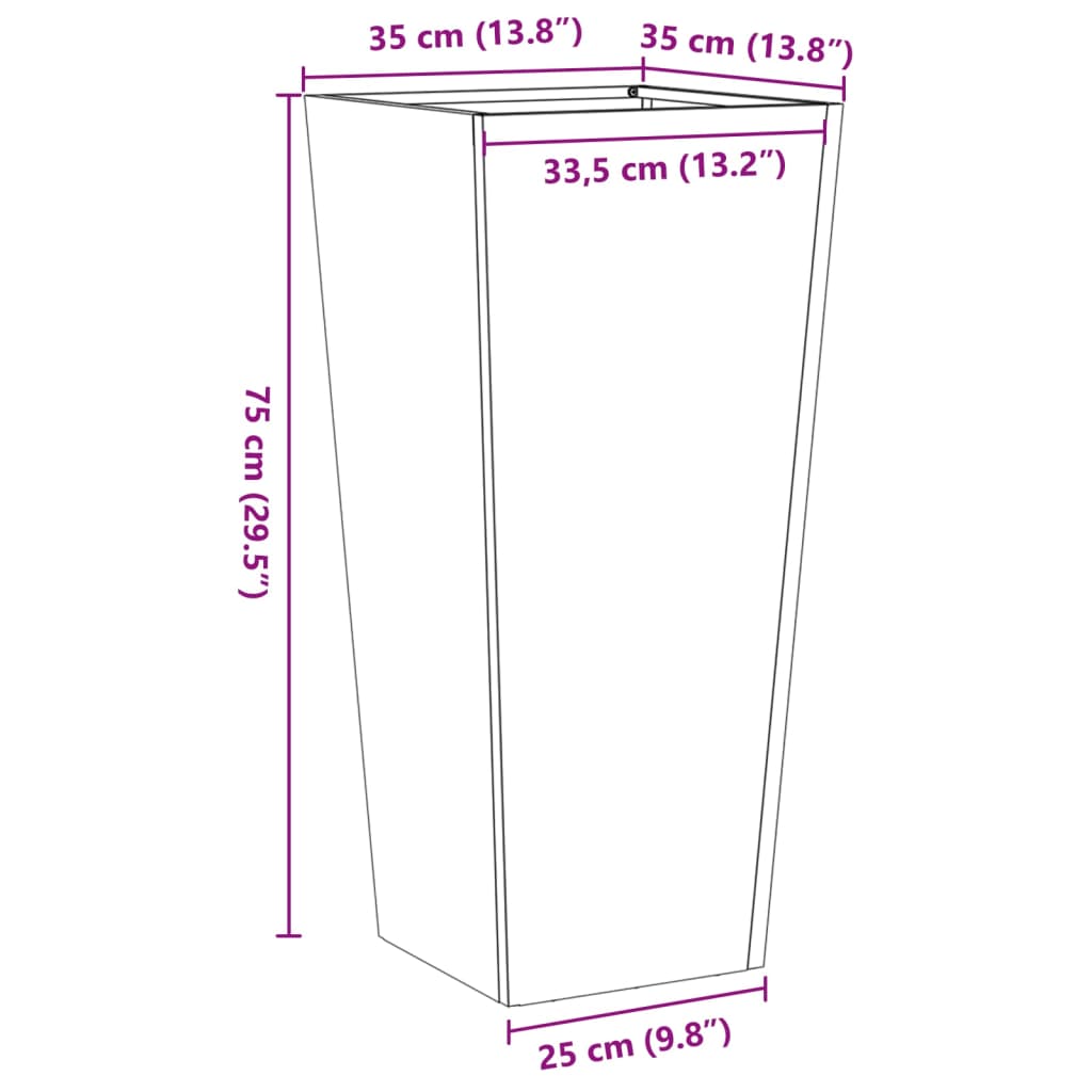 Plantenbak 35x35x75 cm staal wit - AllerleiShop