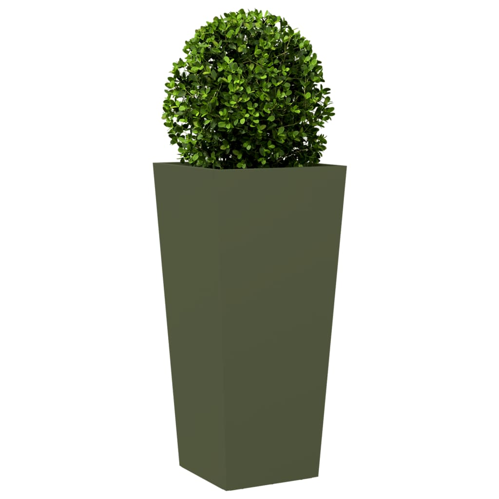 Plantenbak 35x35x75 cm staal olijfgroen - AllerleiShop