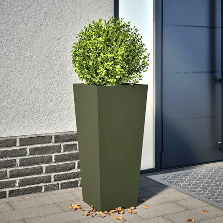 Plantenbak 35x35x75 cm staal olijfgroen - AllerleiShop