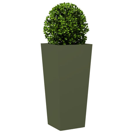 Plantenbakken 2 st 35x35x75 cm staal olijfgroen - AllerleiShop