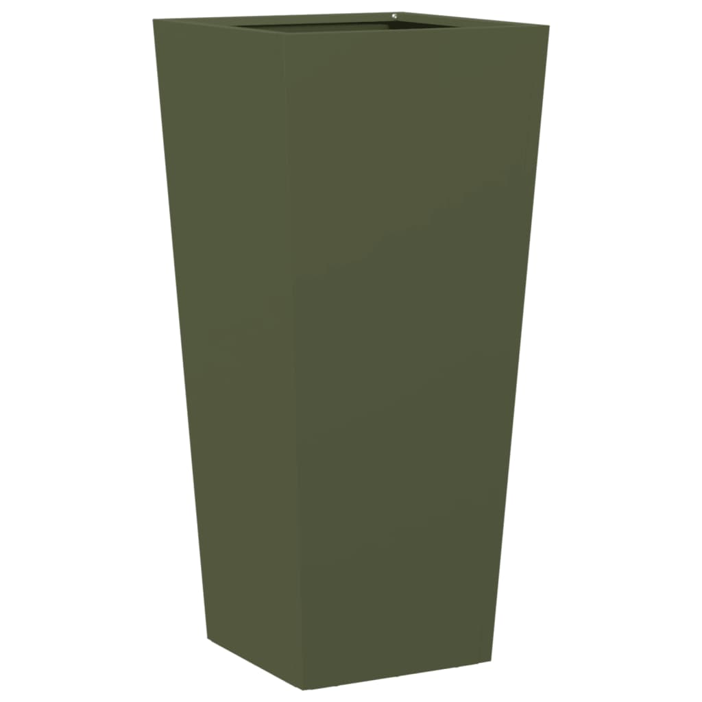 Plantenbakken 2 st 35x35x75 cm staal olijfgroen - AllerleiShop