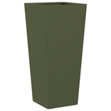 Plantenbakken 2 st 35x35x75 cm staal olijfgroen - AllerleiShop