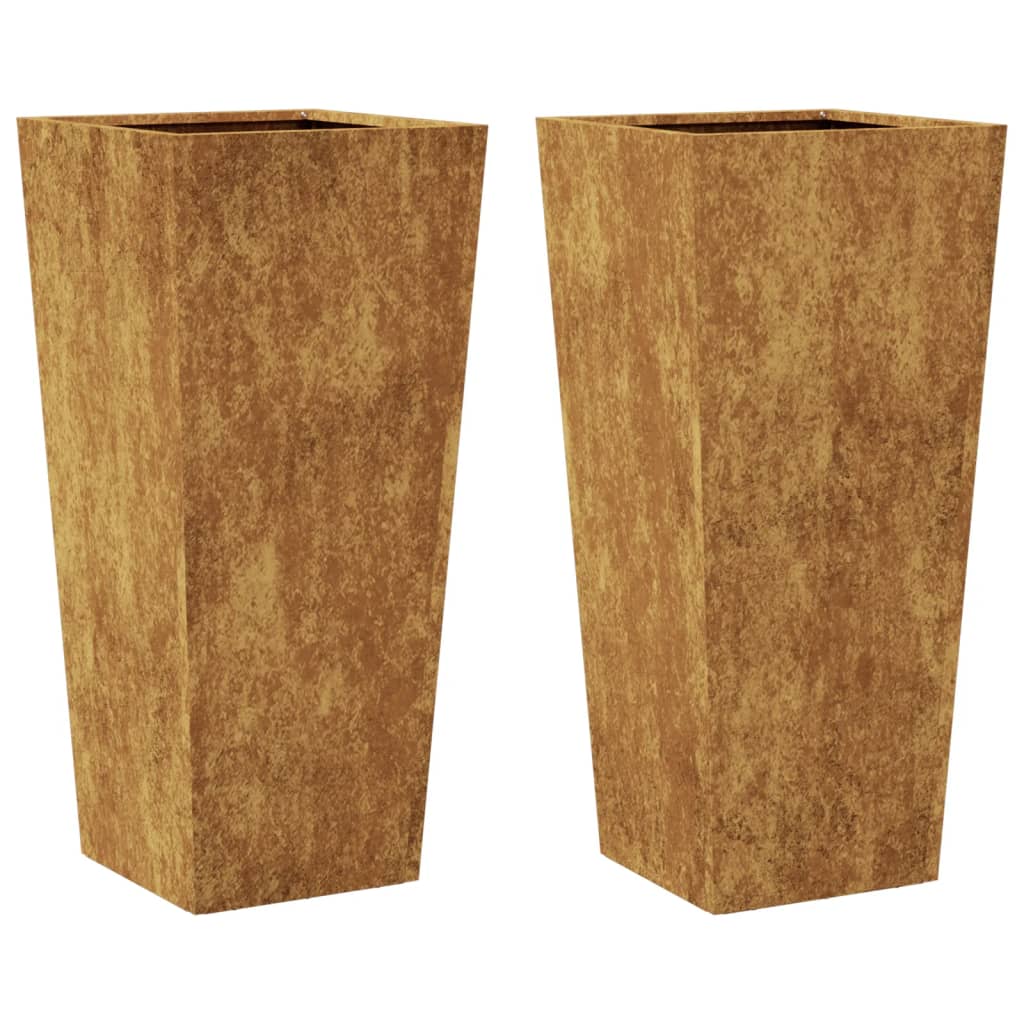 Plantenbakken 2 st 35x35x75 cm cortenstaal - AllerleiShop