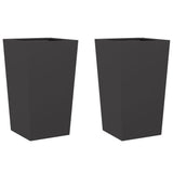 Plantenbakken 2 st 45x45x75 cm staal zwart - AllerleiShop