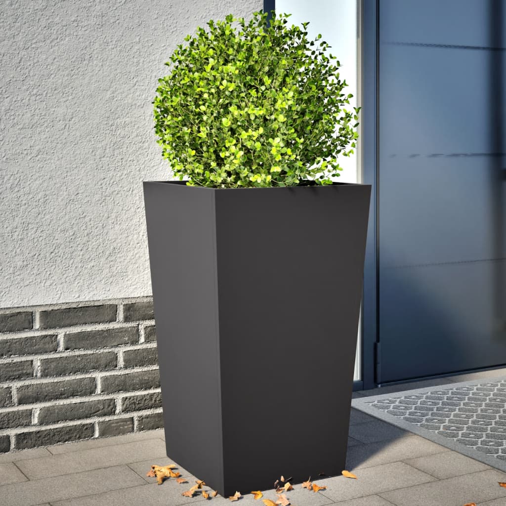 Plantenbakken 2 st 45x45x75 cm staal zwart - AllerleiShop