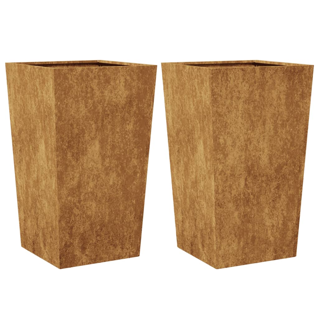 Plantenbakken 2 st 45x45x750 cm cortenstaal - AllerleiShop