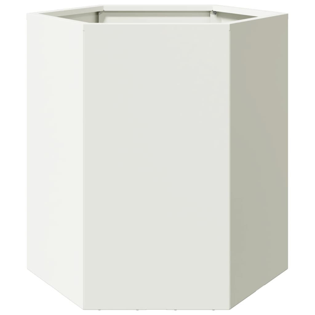 Plantenbak zeshoek 46x40x45 cm staal wit - AllerleiShop