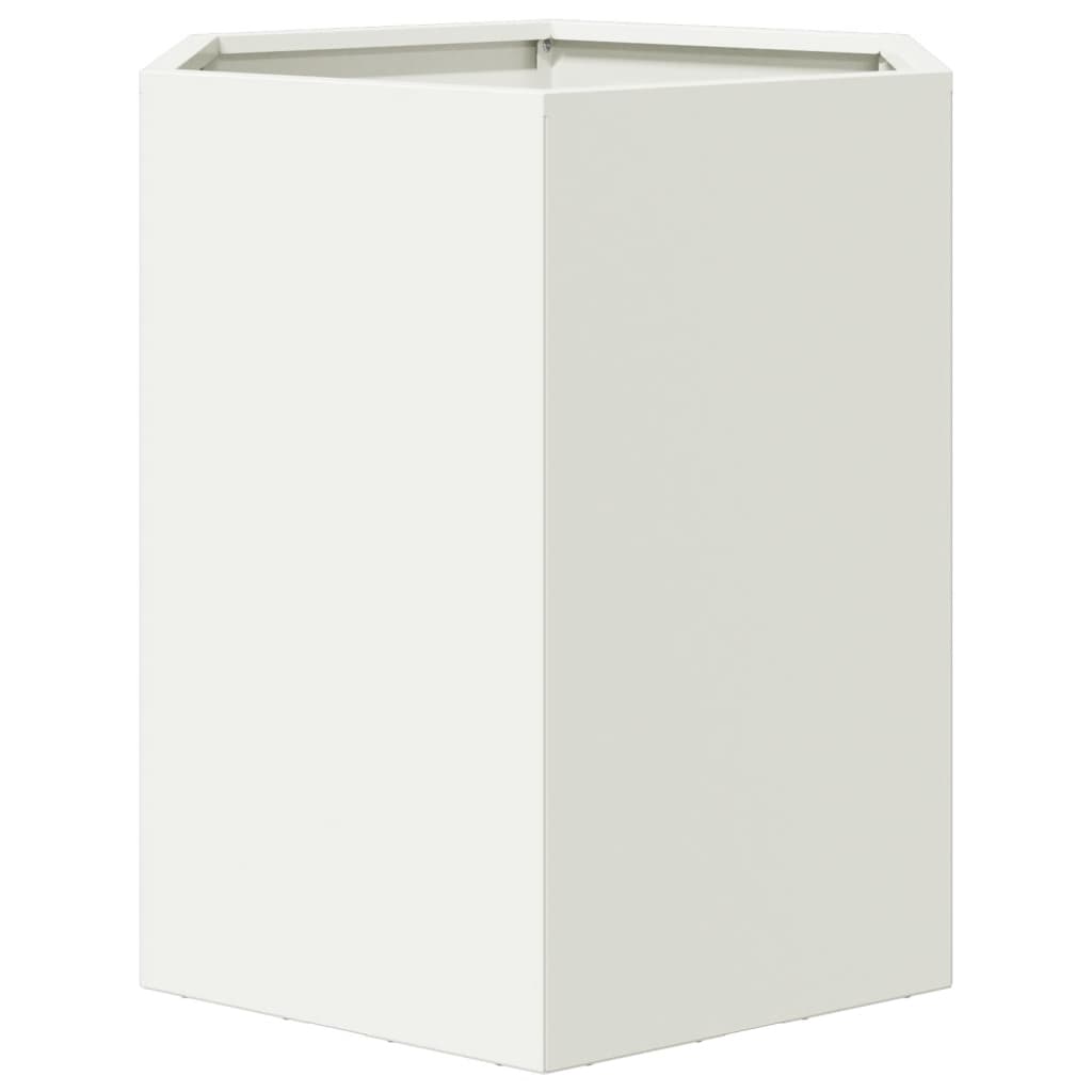 Plantenbakken 2 st zeshoek 46x40x45 cm staal wit - AllerleiShop